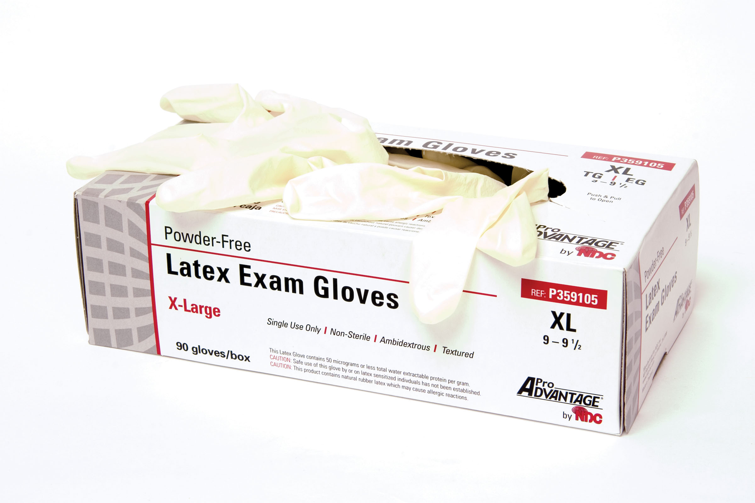 Gloves Exam ProAdvantage® X-Large NonSterile Latex Standard Cuff Length Textured Fingertips Ivory Not Chemo Approved (100/BX 10BXS/CS) by Pro Advantage  ID P359105